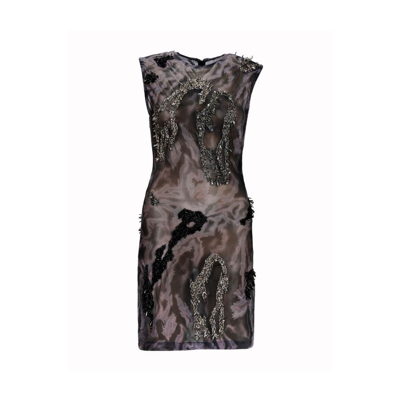 ZUSI SLEEVELESS BLACK GRAY MINI DRESS
