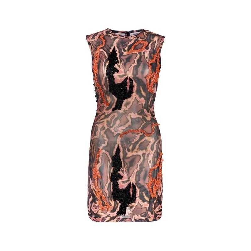 ZUSI SLEEVELESS NUDE BLACK MINI DRESS