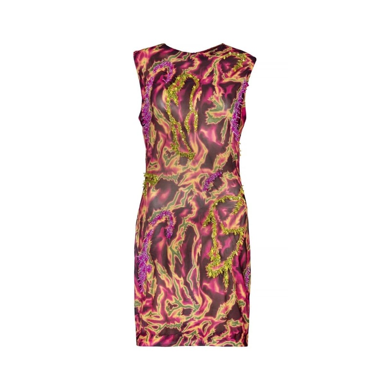 ZUSI SLEEVELESS PINK GREEN MINI DRESS