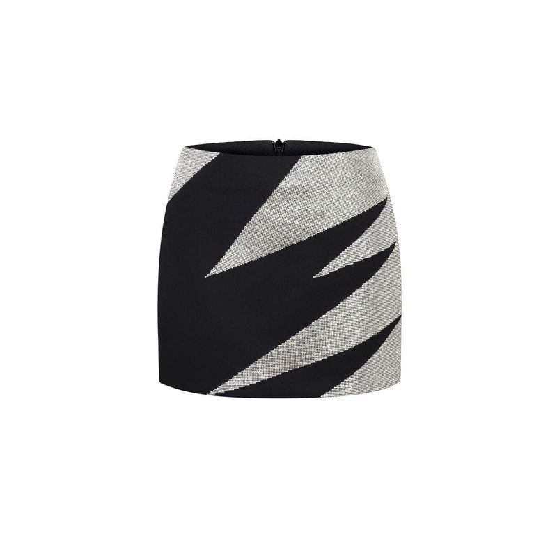 BLACK EMBELLISHED STARLIGHT MINI SKIRT