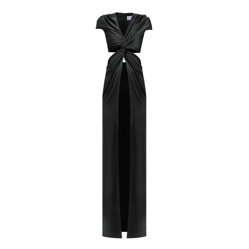 BLACK KNOTTED CUT-OUT TOP