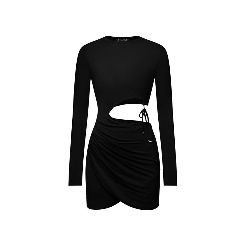 BLACK YALA CUT-OUT MINI DRESS