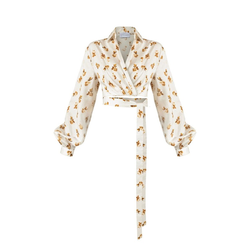 CREME WHITE FLORAL LONG SLEEVED SHIRT
