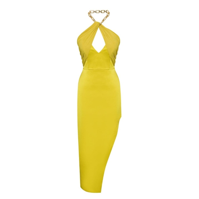 MAYA ELECTRIC HALTER CREPE DRESS