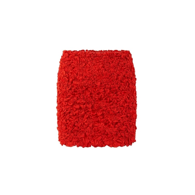 RED SMOCKED MINI SKIRT