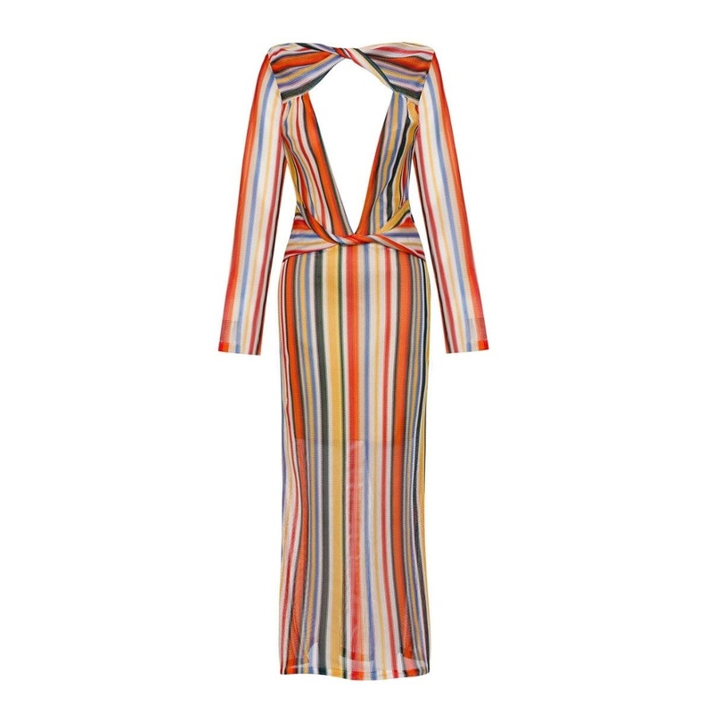SERENA CUTOUT STRIPED DRESS