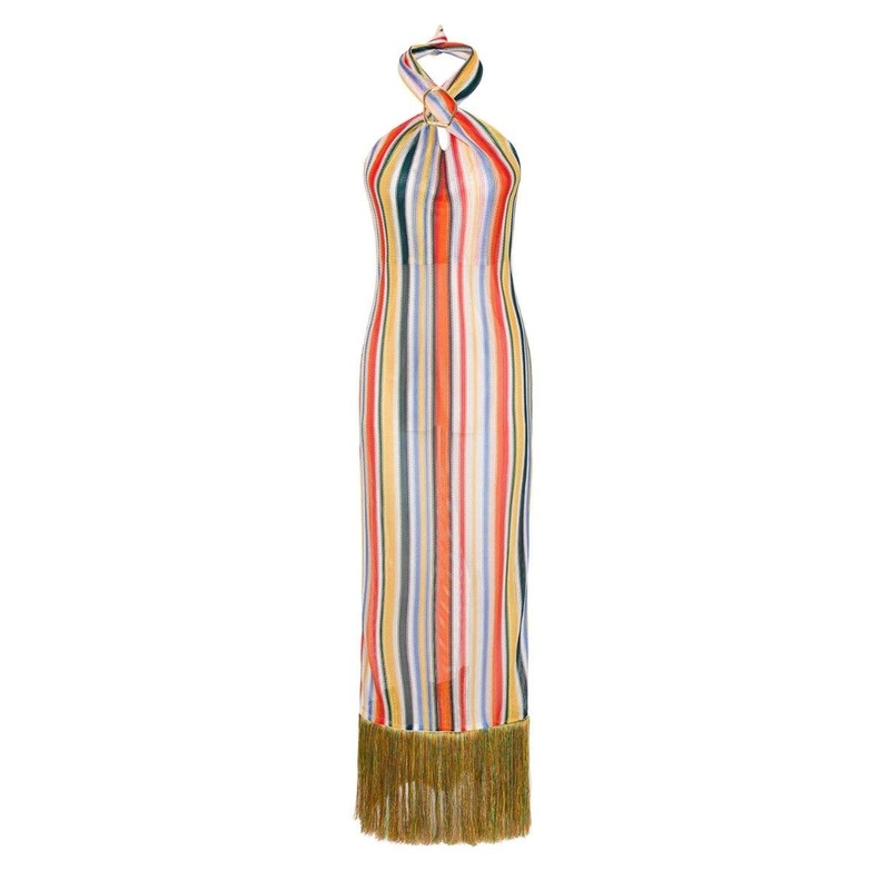 TULANI STRIPED HALTER DRESS