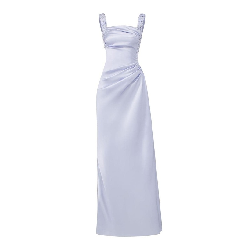 VERI PERI LEILA SILK SATIN ASYMMETRIC EVENING DRESS