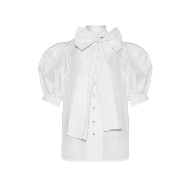 WHITE DAISY PUFF SLEEVE SHIRT