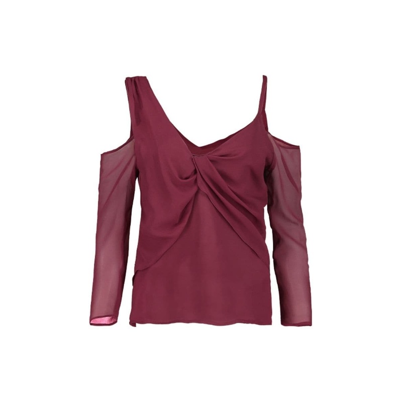 WINE LENA OFF-SHOULDER BLOUSE