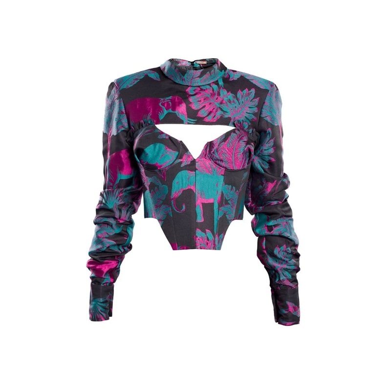 ASYMMETRIC ZOO CORSET TOP