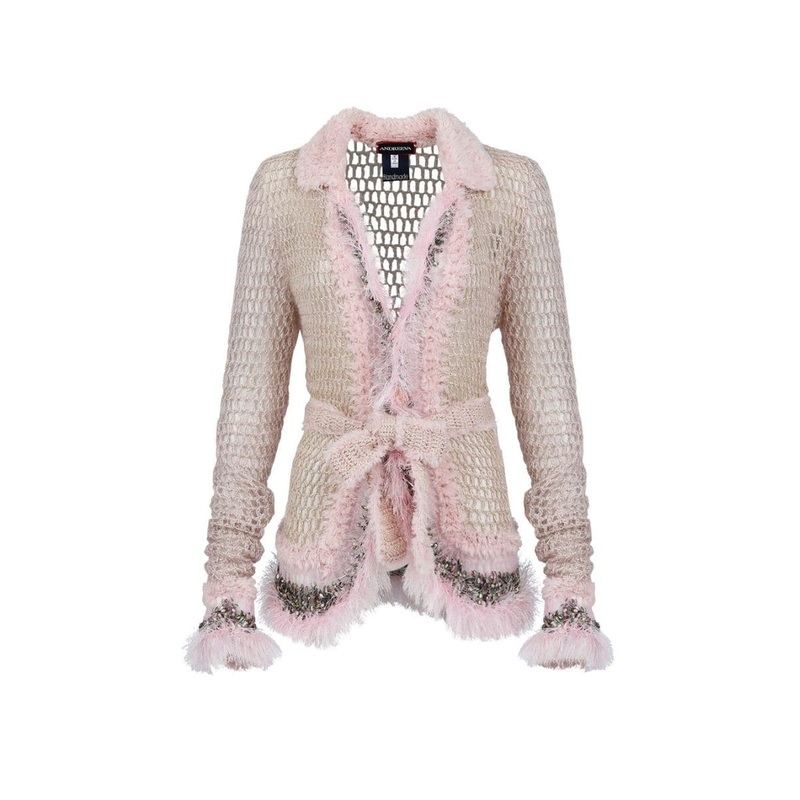 BABY PINK HANDMADE KNITTED SHORT CARDIGAN