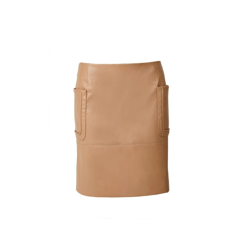 BEIGE FAUX LEATHER SKIRT