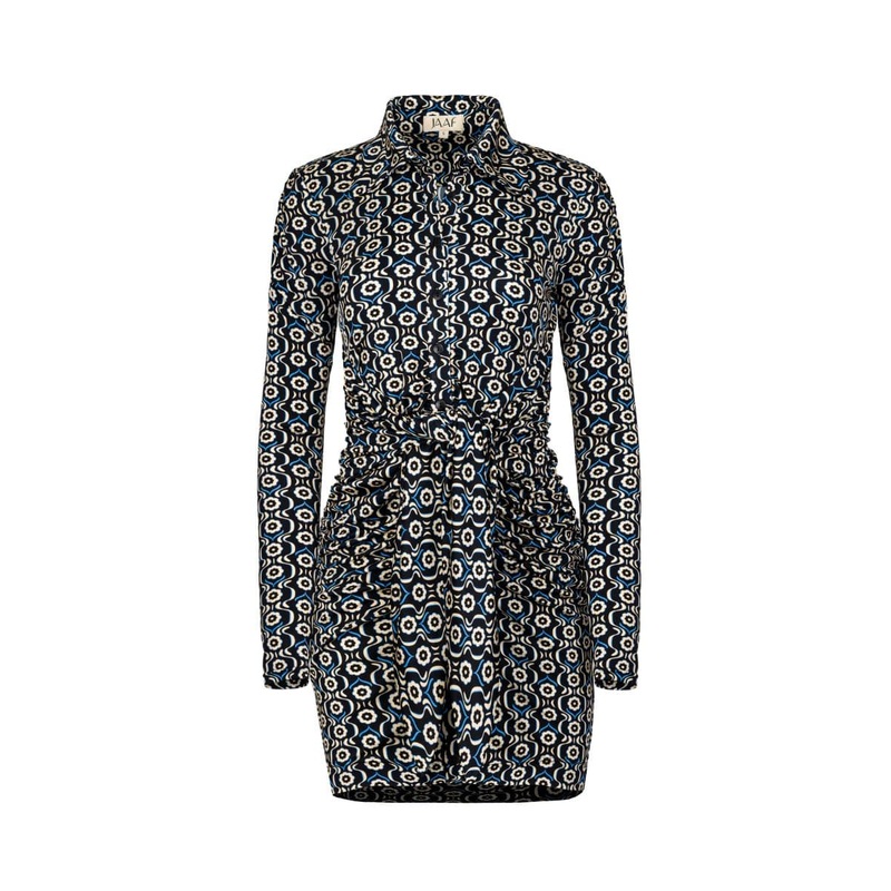 BLACK DAISY PRINT LONG SLEEVE MINI DRESS