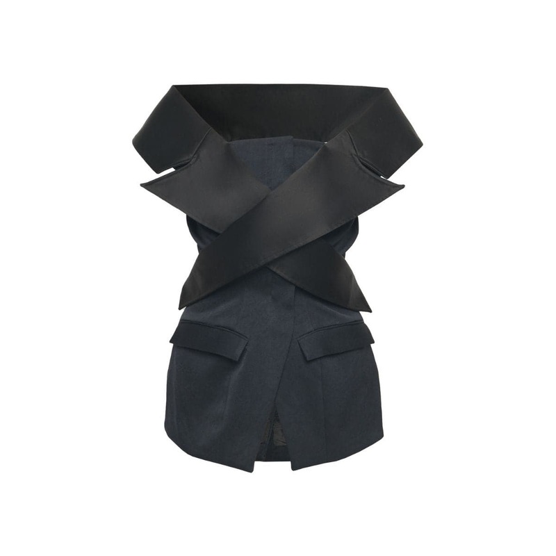BLACK TAILORED TUBE TOP