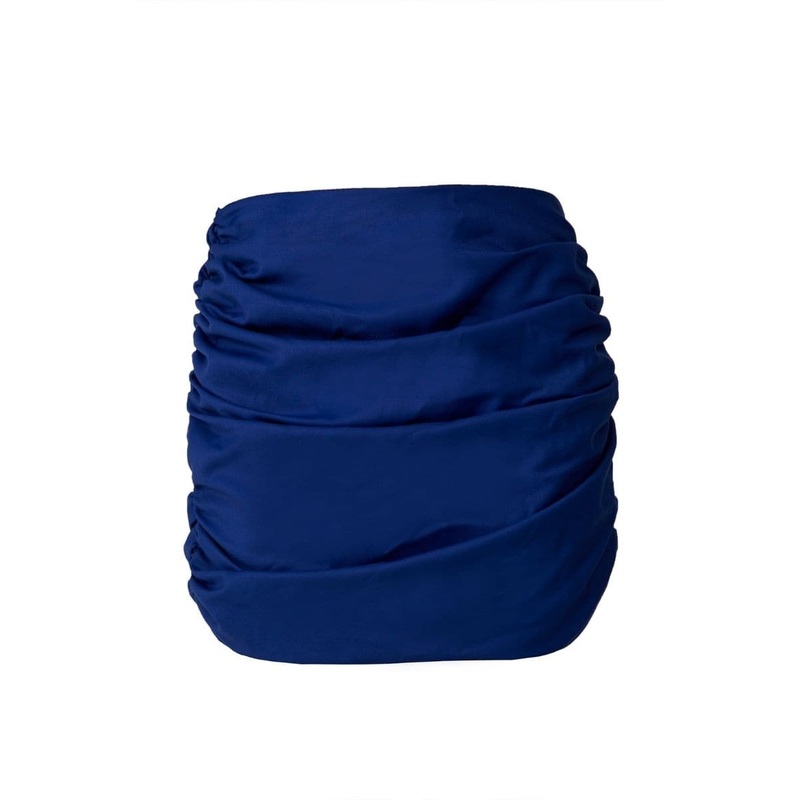 ELECTRIC BLUE CRUMPLED MINI SKIRT
