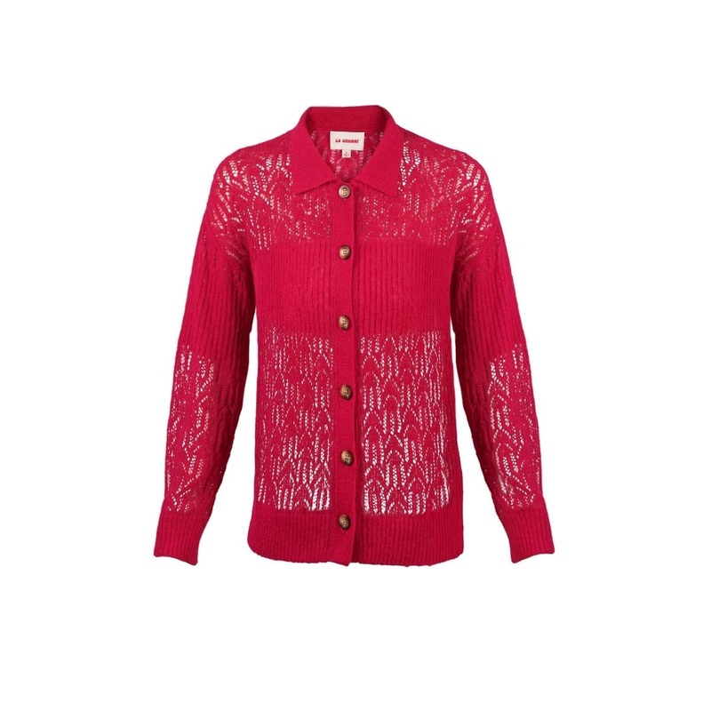 FRAMBUESA PINK ARAITA COLLARED CARDIGAN