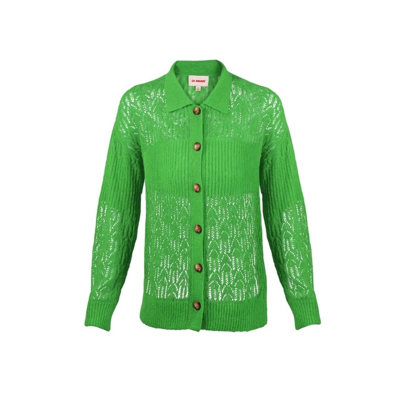 GREEN ARAITA COLLARED CARDIGAN