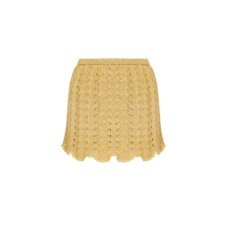 KNITTED GOLD MINI SKIRT