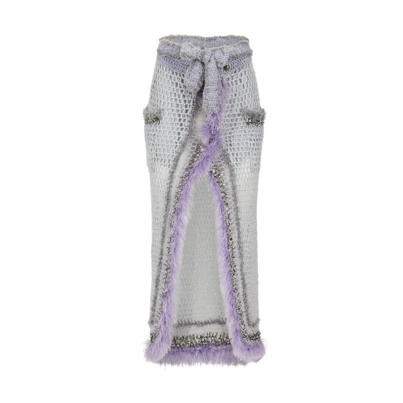 LAVENDER HANDMADE KNITTED MIDI SKIRT