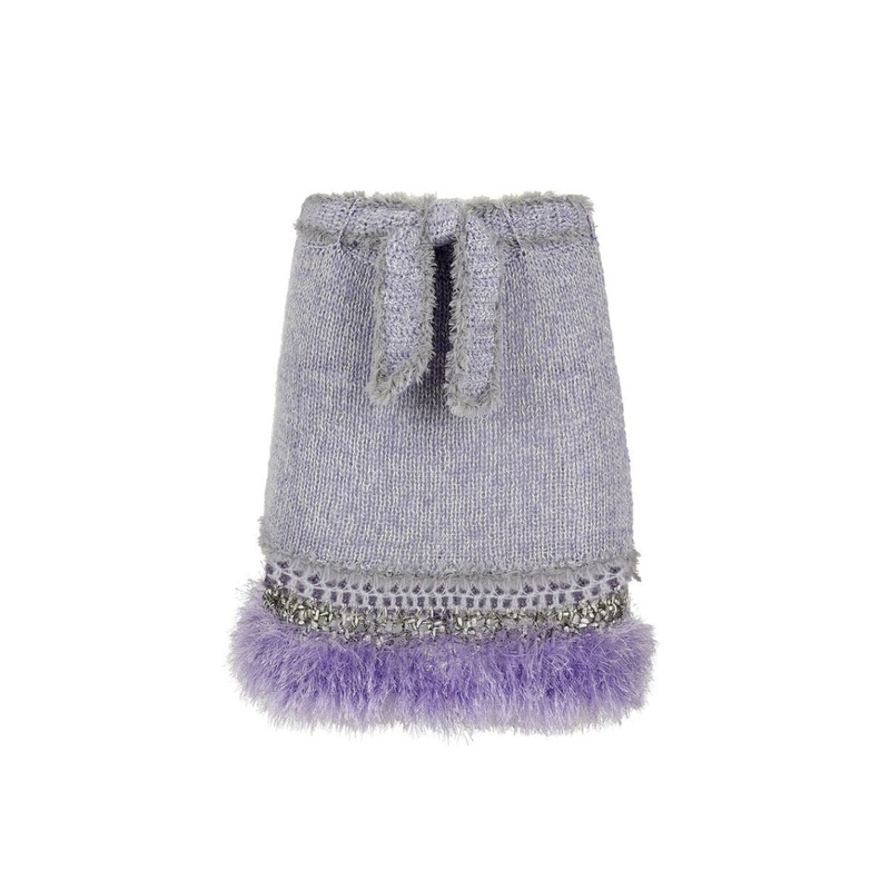 LAVENDER HANDMADE KNITTED MINI SKIRT
