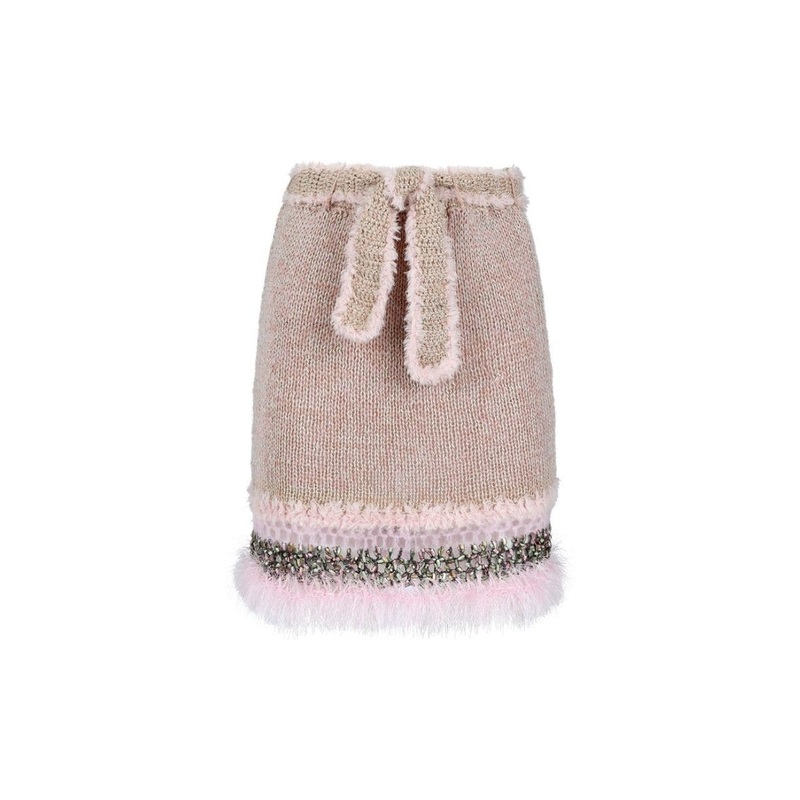 ROCOCO BABY PINK HANDMADE KNITTED MINI SKIRT