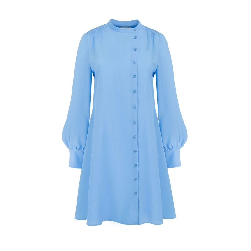 SKY BLUE ASYMMETRIC SILK DRESS