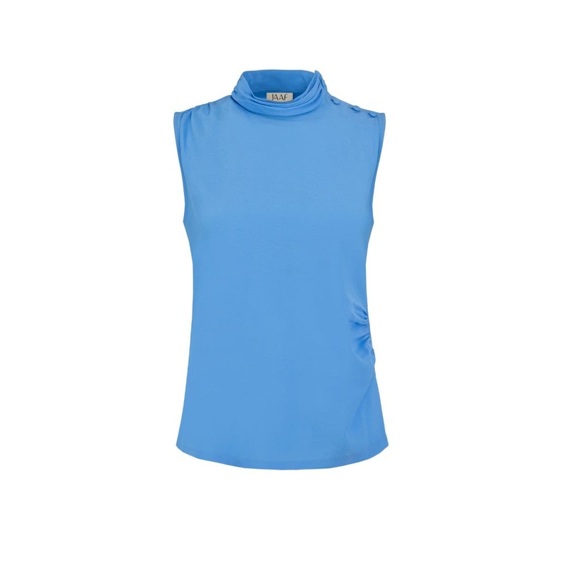 SKY BLUE SLEEVELESS SILK TOP
