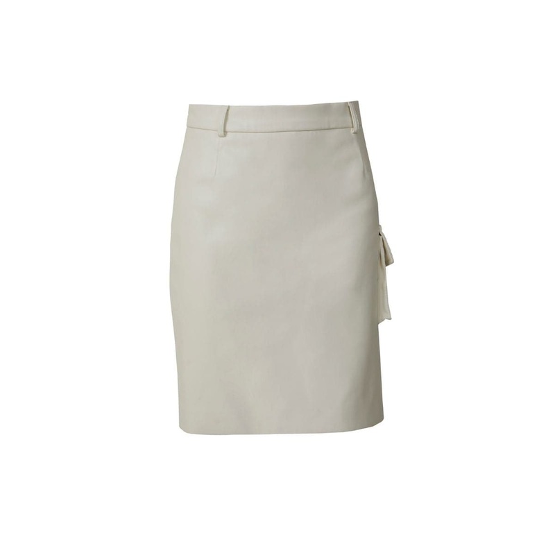 WHITE FAUX LEATHER SKIRT