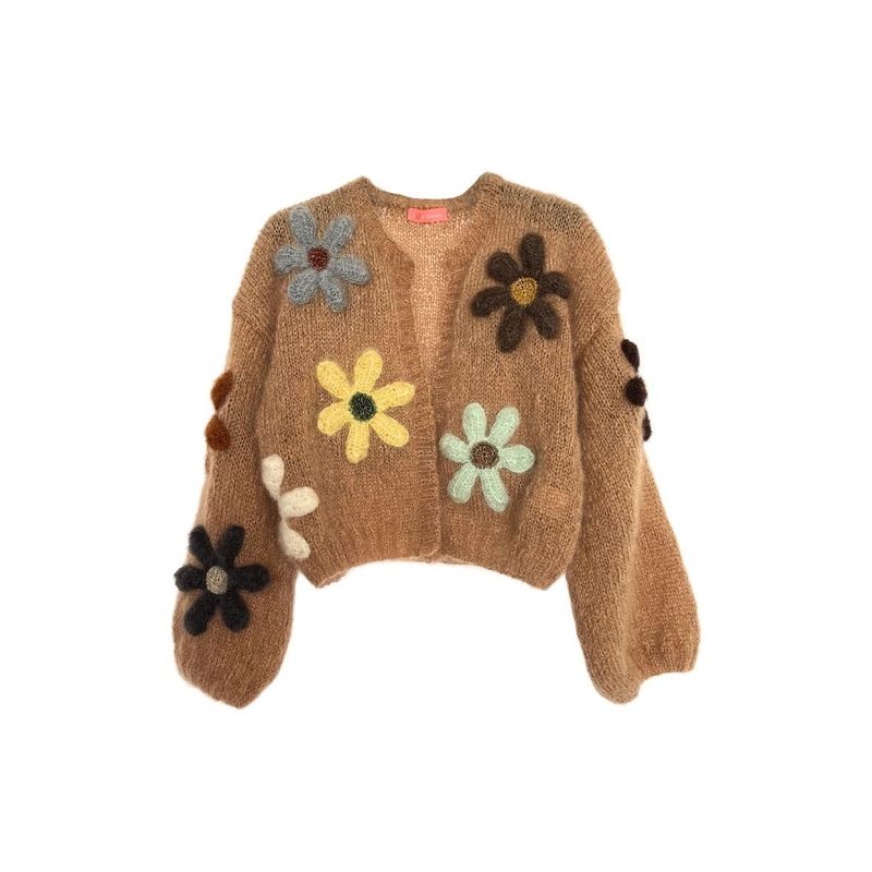 BEIGE FREE FLOWERS MOHAIR BOLERO