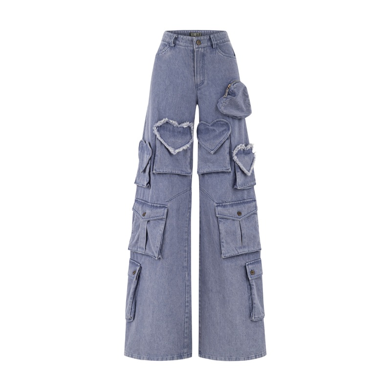 BLUE DENIM CARGO PANTS