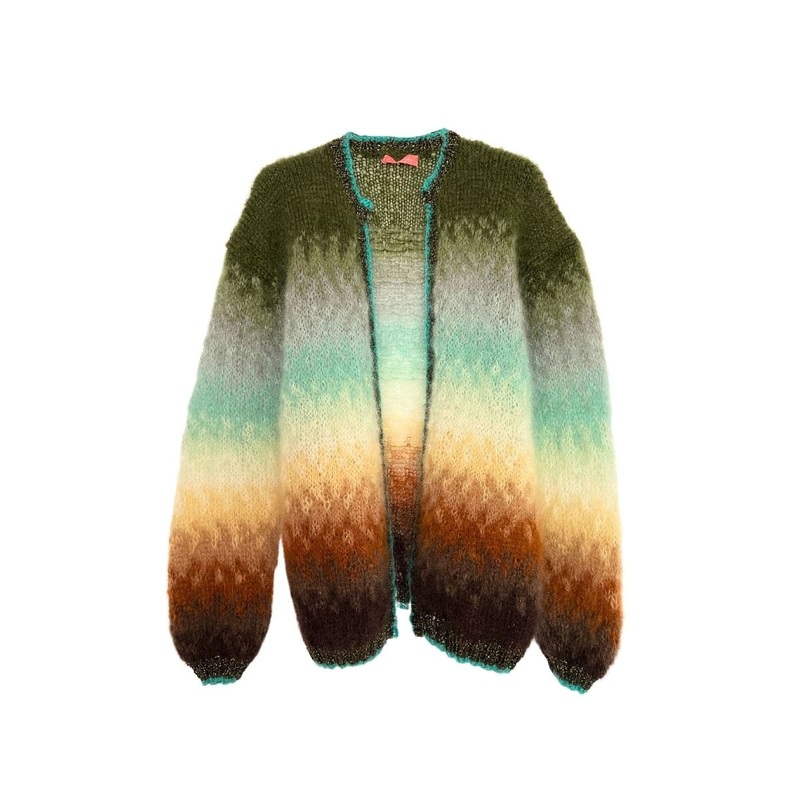 CHOCO AND KHAKI TIE&DYE MOHAIR GILET