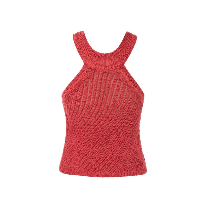 CORAL KNITTED HALTERNECK TOP