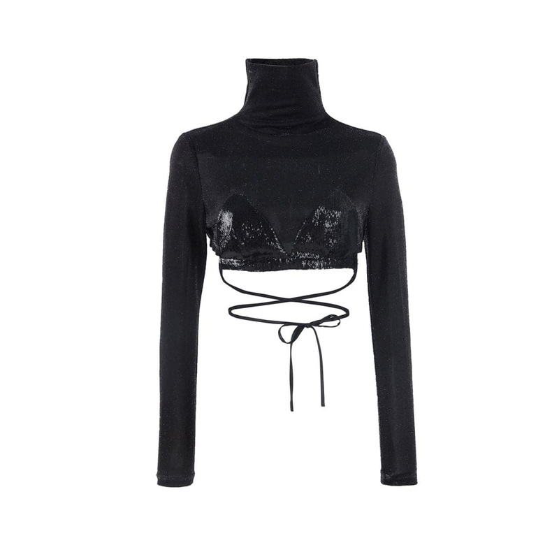ERA BLACK HIGH-NECK CROP TOP