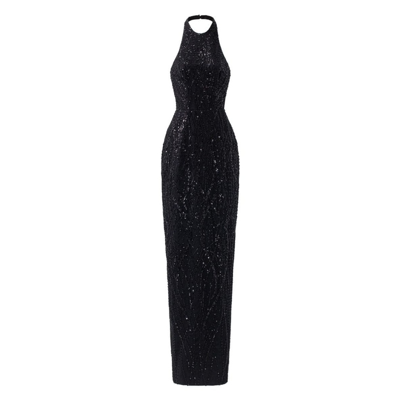 EVIE BLACK CRYSTAL LACE BODYCON DRESS