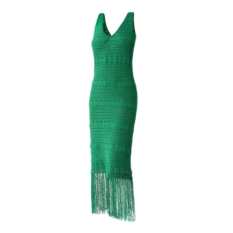 GREEN GLASS KNITTED MIDI DRESS