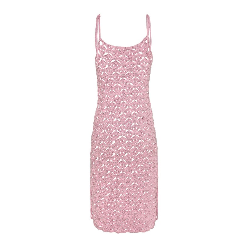PINK CROCHET MIDI DRESS