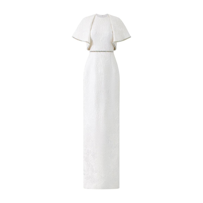 ROUND NECK GOWN WITH EXAGGERATED SHOULDERS