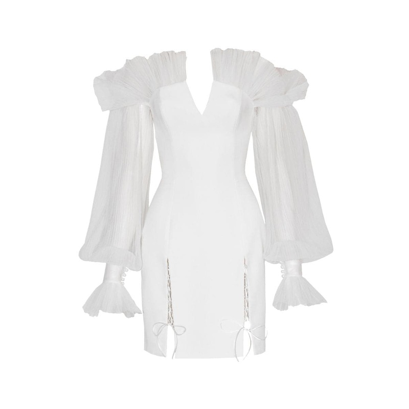 SWAN STRAPLESS V-NECK MINIDRESS