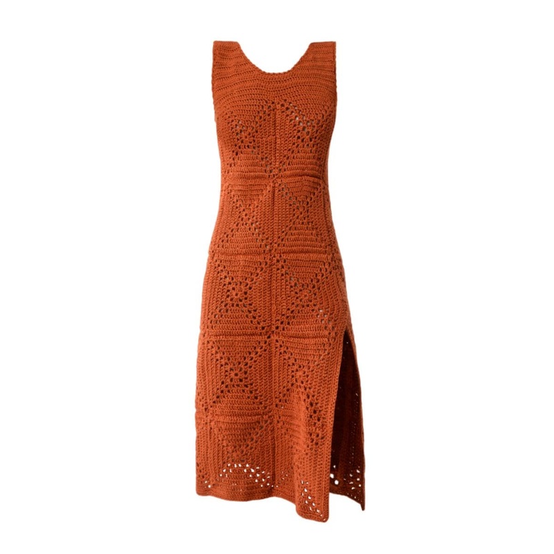 TERRACOTTA KNITTED MIDI DRESS