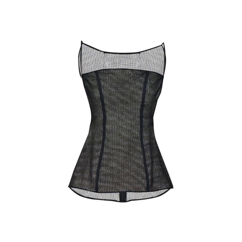 BLACK OOSTEN OPEN-BACK MESH CORSET TOP