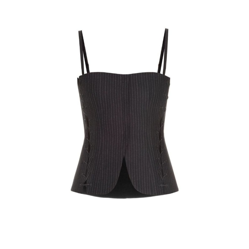 BLACK PINSTRIPE CORSET TOP