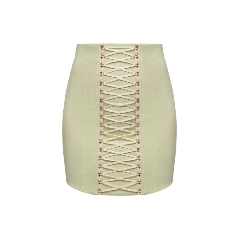 GREEN CORSETED SKIRT