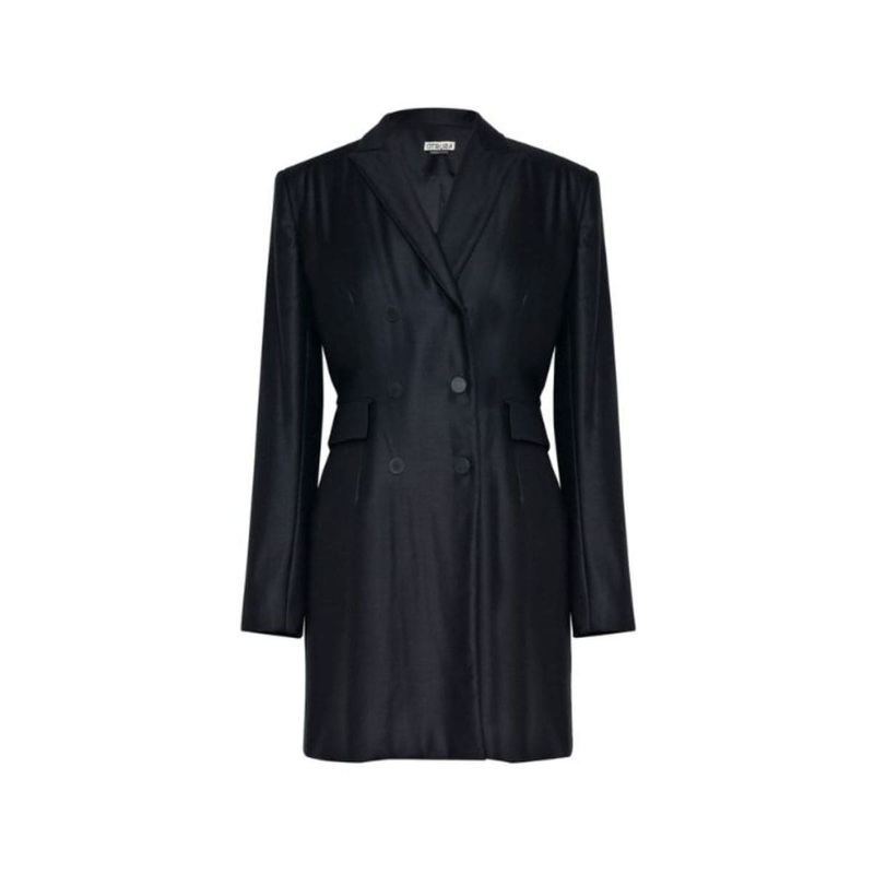 LOARTE BLACK DOUBLE-BREASTED BLAZER DRESS