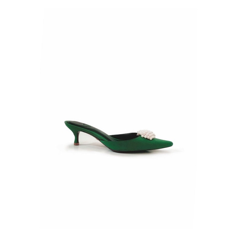 NALA FOREST GREEN KITTEN HEELS