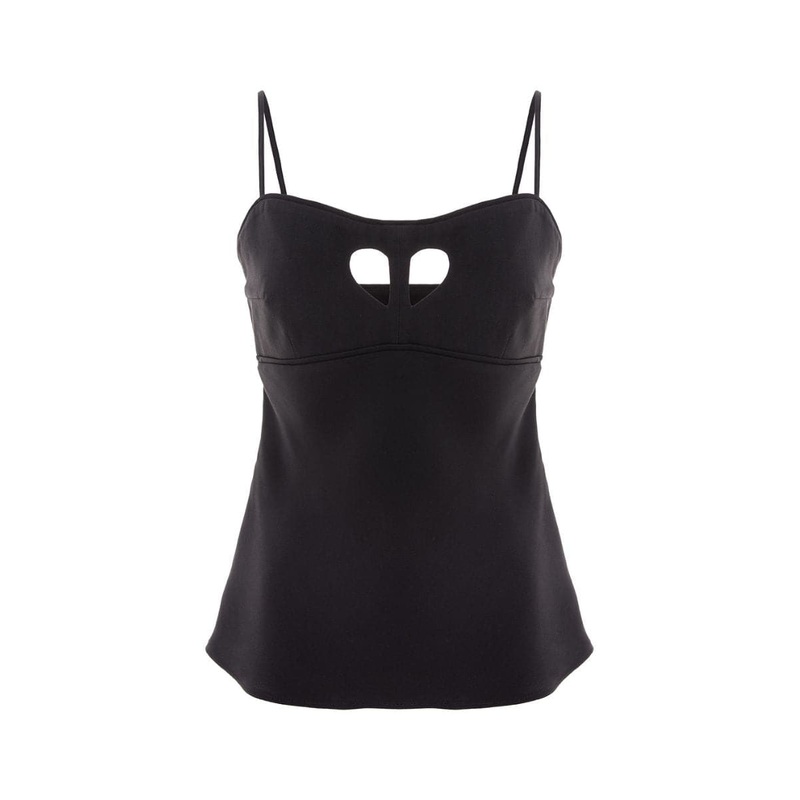BLACK CUT-OUT HEART SILK TOP