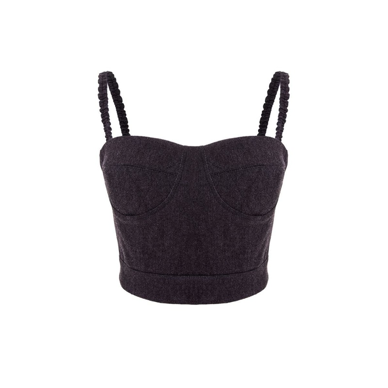 BLACK DENIM QUILTED CORSET
