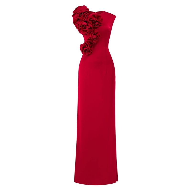 BORDEAUX ROSE DETAILS SLEEVELESS DRESS