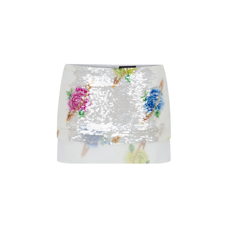 FLORAL PRINT LOW RISE MINI SKIRT