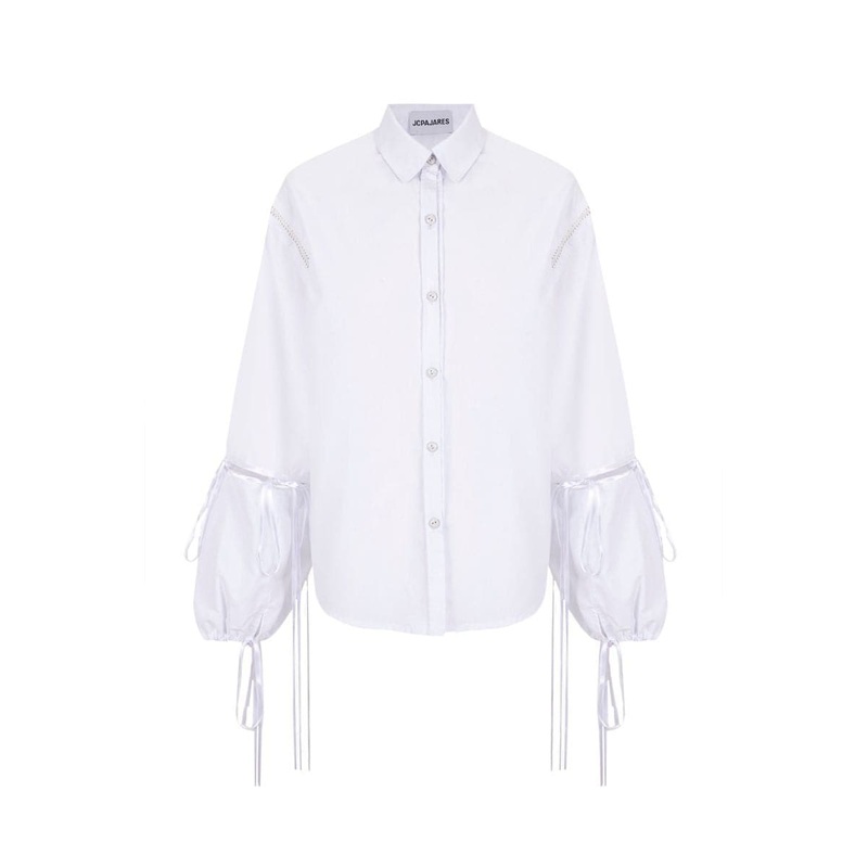 HANDMADE WHITE LACE AND HEMSTITCH SHIRT